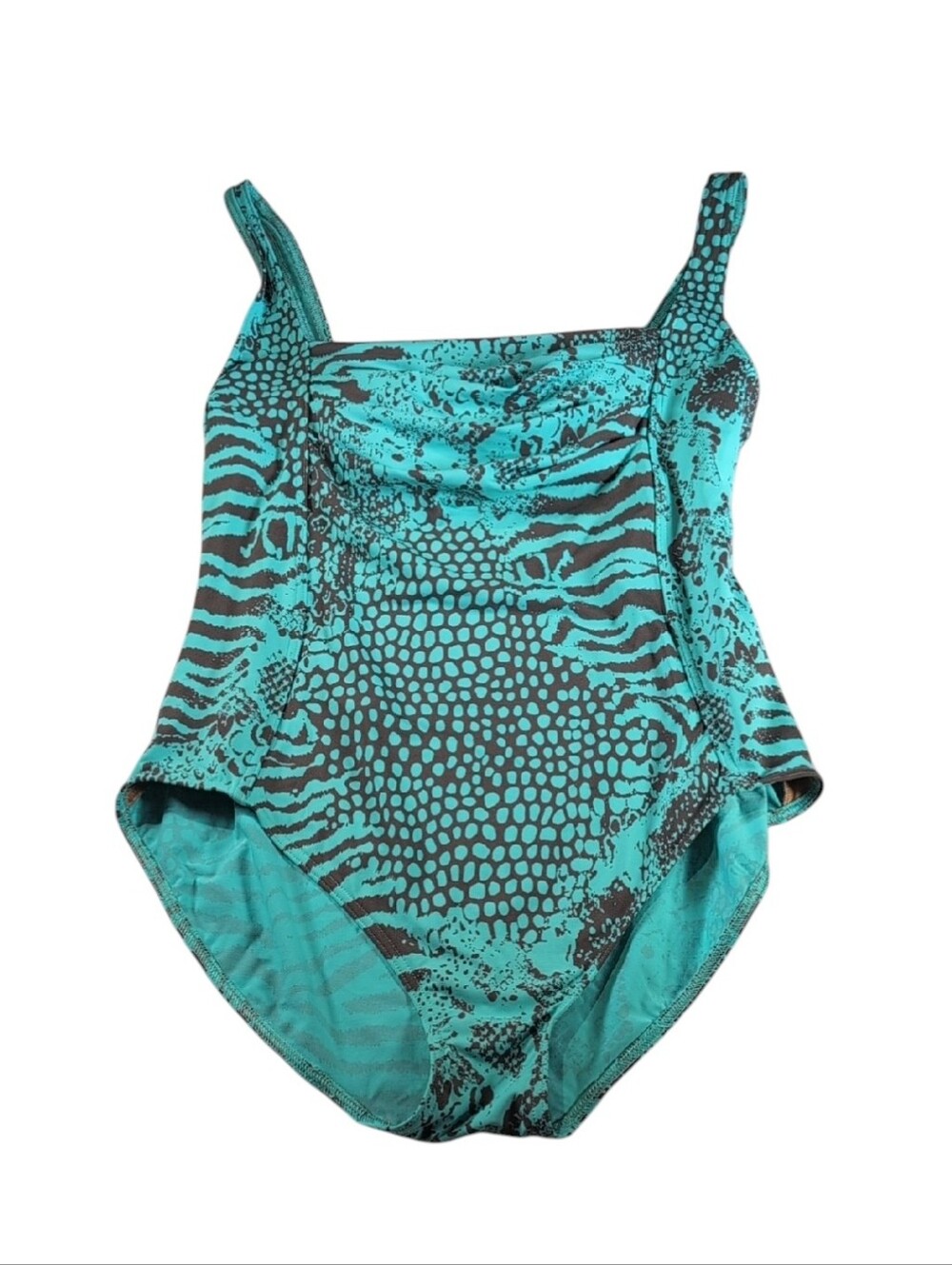 Calvin Klein Grey/Turquoise Animal Print Collage One Piece Swimsuit Size 12